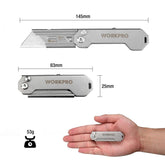 WORKPRO WP211016 Paslanmaz Çelik Gövde Katlanır Rötuş Maket Bıçağı - Onivias